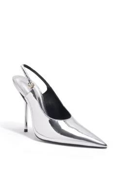 Larroudé X Altuzarra Pump In Silver Specchio