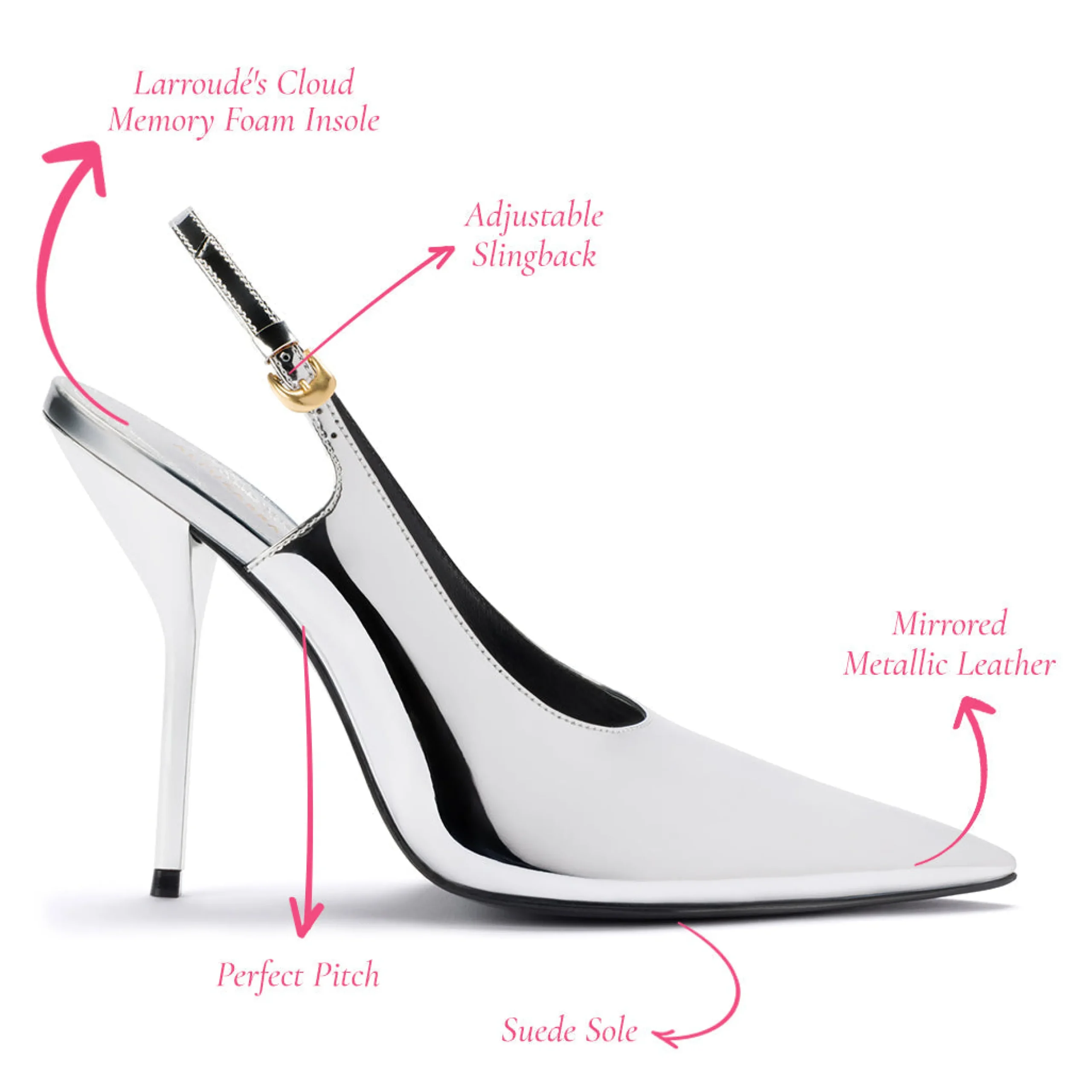 Larroudé X Altuzarra Pump In Silver Specchio